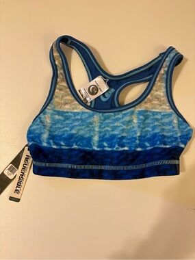 Reversible Blue Tie-Dye Racerback Swim Bikini Top